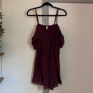Never worn Target maroon lace romper.